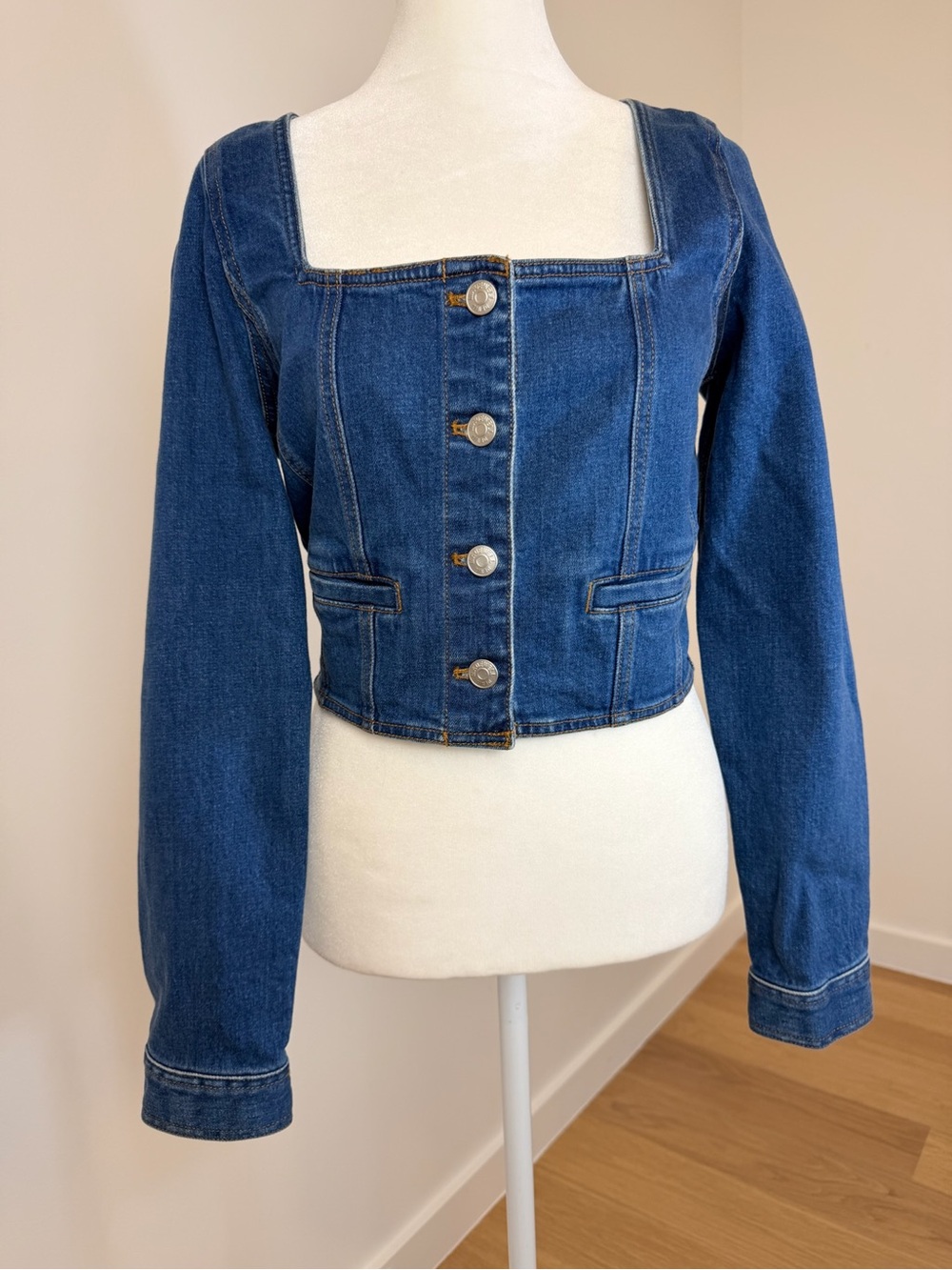 Madewell Denim Square Neck Crop Top